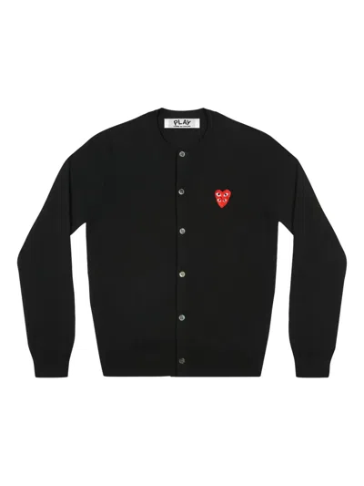 Comme Des Garçons Play Heart-embellished Cardigan In Black