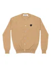 Comme Des Garçons Play Heart-embellished Cardigan In Brown