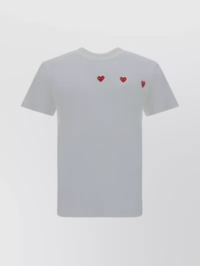 Comme Des Garçons Play Heart Embellished Cotton T-shirt In White