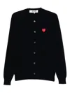Comme Des Garçons Play Heart-emblem Rhinestone-embellishment Cardigan In Black
