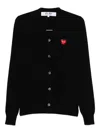 Comme Des Garçons Play Heart-emblem Rhinestone-embellishment Cardigan In Black