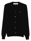 Comme Des Garçons Play Heart-emblem Rhinestone-embellishment Cardigan In Black