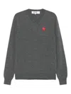Comme Des Garçons Play Heart-emblem V-neck Sweater In Gray