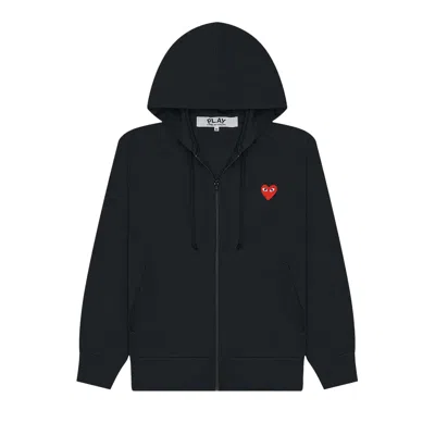Pre-owned Comme Des Garçons Play Heart Emblem Zip-up Hoodie 'black' | Men's Size L