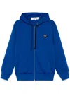 Comme Des Garçons Play Heart-emblem Zip-up Hoodie In Blue