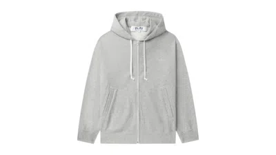 Pre-owned Comme Des Garçons Play Heart Emblem Zipup Hoodie In Grey/red