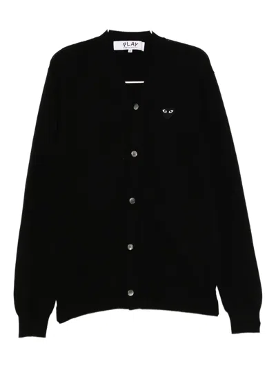 Comme Des Garçons Play Heart-embroidered Cardigan In Black