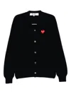 Comme Des Garçons Play Heart-embroidered Cardigan In Blue