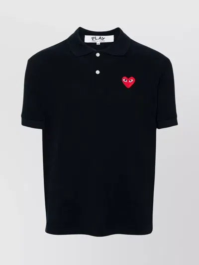 COMME DES GARÇONS PLAY HEART EMBROIDERED COTTON POLO SHIRT