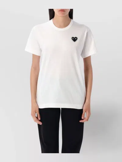 Comme Des Garçons Play Heart Embroidered Crew Neck T-shirt In White