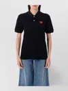 Comme Des Garçons Play Heart Embroidered Polo Collar Short Sleeves