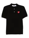 Comme Des Garçons Play Heart-embroidered Polo Shirt In Black