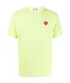 Comme Des Garçons Play Heart Embroidered Round Neck T-shirt In Yellow