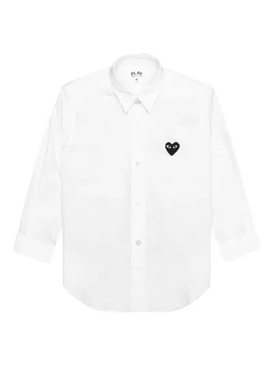 Comme Des Garçons Play Kids' Heart-embroidered Shirt In White