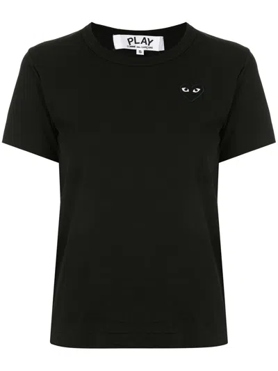 Comme Des Garçons Play Heart Embroidered Slim Fit T-shirt In Black