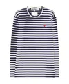 Comme Des Garçons Play Heart-embroidered Striped T-shirt In White