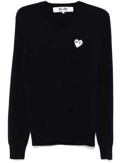 Comme Des Garçons Play Heart-embroidered Sweater In Black