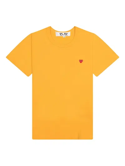 Comme Des Garçons Play Heart-embroidered T-shirt In Yellow