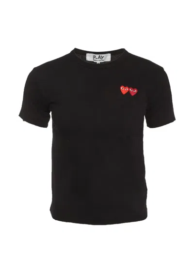 Pre-owned Comme Des Garçons Play Heart Embroidered T-shirt In Black