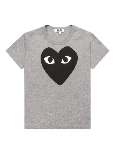 Comme Des Garçons Play Kids' Heart-eye T-shirt In Gray