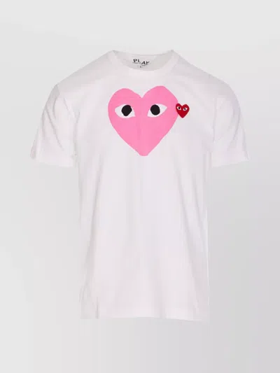 Comme Des Garçons Play Heart Graphic Crewneck Short Sleeve T-shirt In Pink