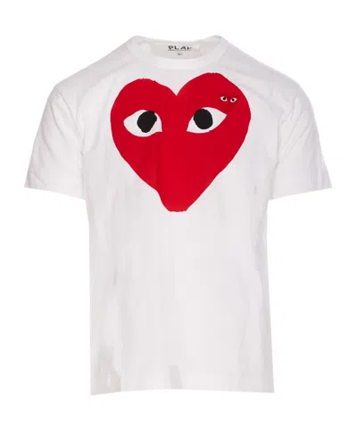 Comme Des Garçons Play Heart Graphic T-shirt In White