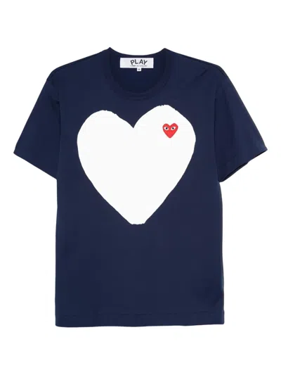 Comme Des Garçons Play Heart-graphic T-shirt In Blue