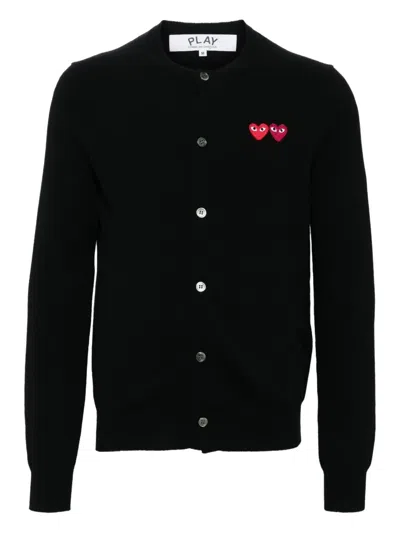 Comme Des Garçons Play Heart-logo Cardigan In Black