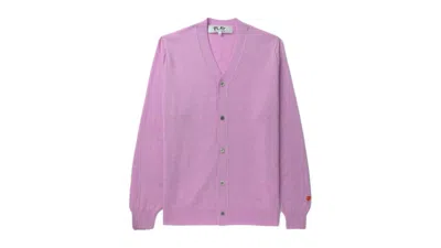 Pre-owned Comme Des Garçons Play Heart Logo Cardigan Sweater In Purple