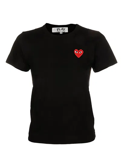 Comme Des Garçons Play Heart Logo Embroidered Crewneck T In Black
