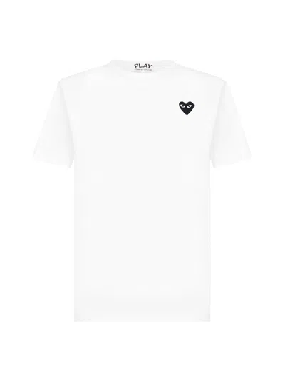 Comme Des Garçons Play Heart Logo Embroidered T-shirt In White