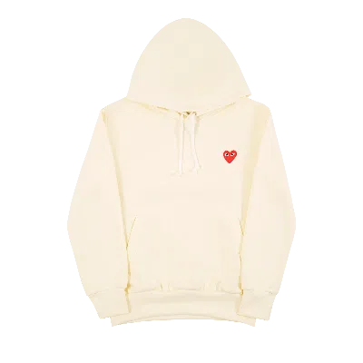 Pre-owned Comme Des Garçons Play Heart Logo Hooded Sweatshirt 'ivory' In White