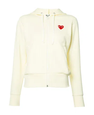 Comme Des Garçons Play Zip-up Drawstring Hoodie In Yellow