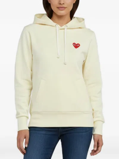 Pre-owned Comme Des Garçons Play Heart Logo Hoodie In Yellow