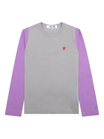 Comme Des Garçons Play Heart-logo Long-sleeve T-shirt In Gray
