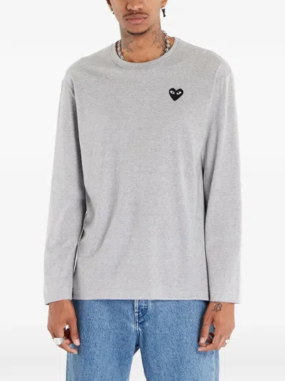 Comme Des Garçons Play Heart Logo Long-sleeve T-shirt In Gray