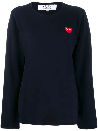 Comme Des Garçons Play Heart Logo Patch Sweater In Blue