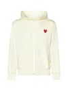 Comme Des Garçons Play Heart Logo Patch Zip-up Hoodie In White
