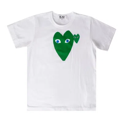Pre-owned Comme Des Garçons Play Heart Logo Short-sleeve T-shirt 'white/green' | Men's Size Xl