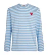 Comme Des Garçons Play Heart Logo Striped T-shirt In Blue