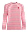 Comme Des Garçons Play Heart Logo Striped T-shirt In Red