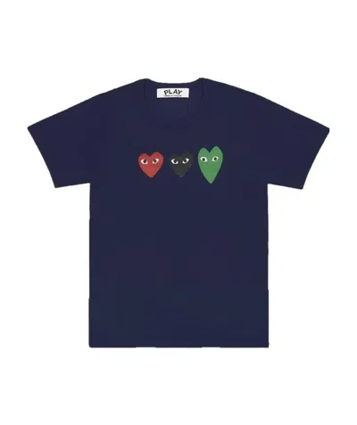 Comme Des Garçons Play Heart Logo T-shirt In Blue