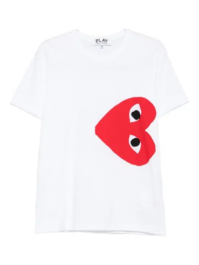 Comme Des Garçons Play Heart-logo T-shirt In White