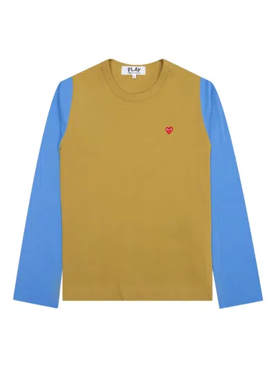 Comme Des Garçons Play Heart-logo T-shirt In Yellow