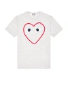 Comme Des Garçons Play Heart Logo Tee In Grey