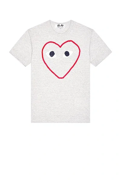 Comme Des Garçons Play Heart Logo Tee In Grey