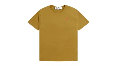 Pre-owned Comme Des Garçons Play Heart Logo Tee Shirt In Mustard