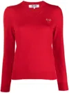 Comme Des Garçons Play Heart Logo Wool Jumper In Red