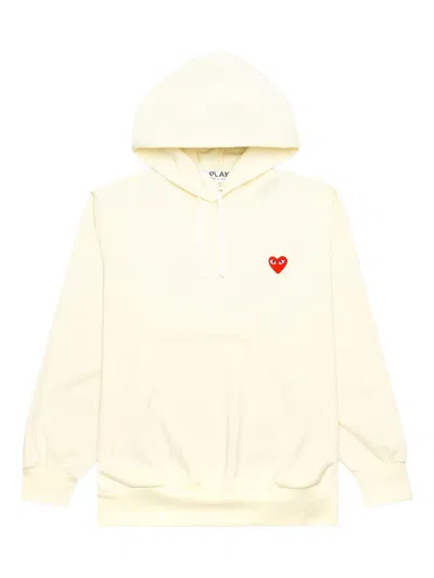 Comme Des Garçons Play Heart-logo Zip-up Hoodie In Neutral