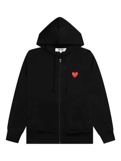 Comme Des Garçons Play Heart-logo Zip-up Sweatshirt In Black